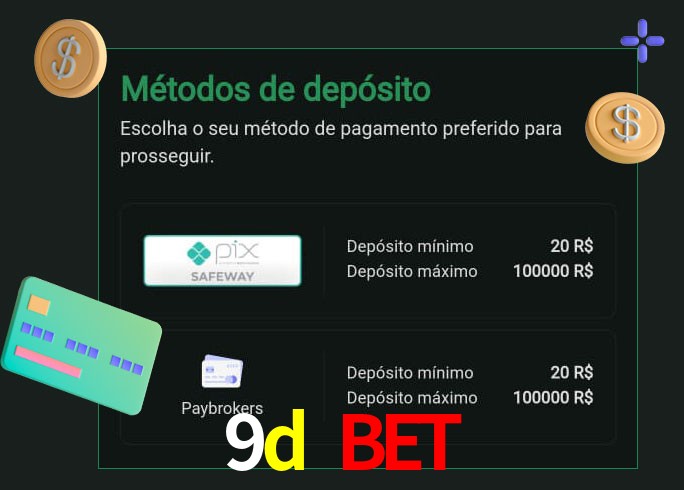 O cassino 9d bet oferece uma grande variedade de métodos de pagamento